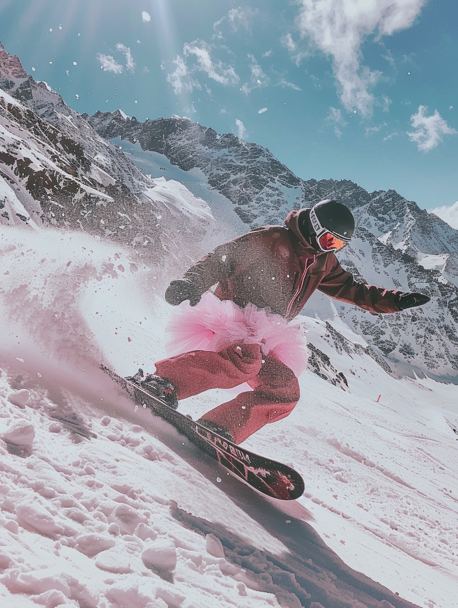 man snowboarding French Alps winter snowboard