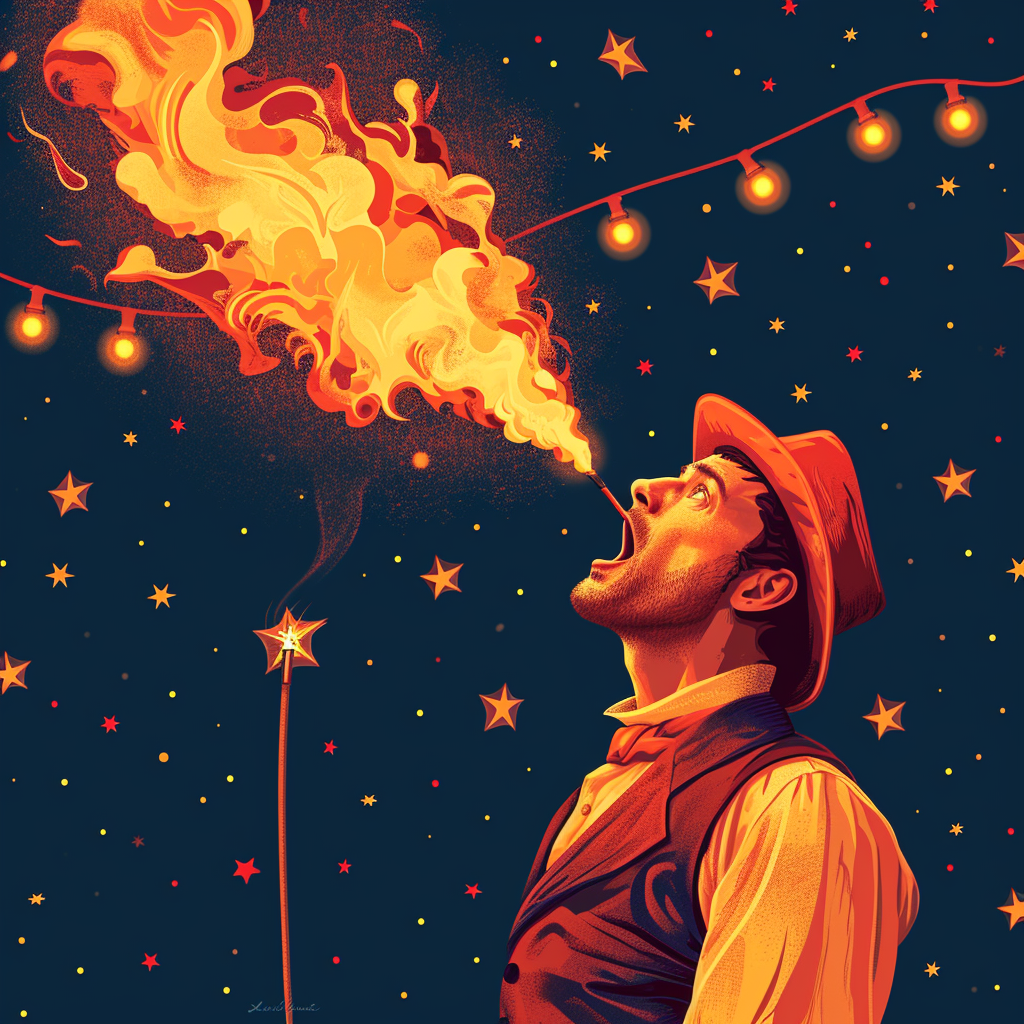 Man Spitting Fire Circus Flat