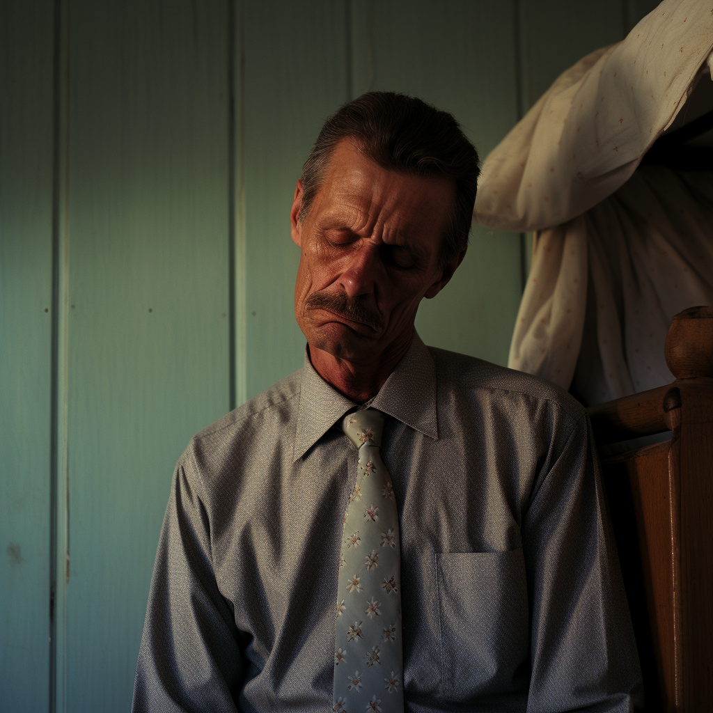 Middle-aged man in bedroom