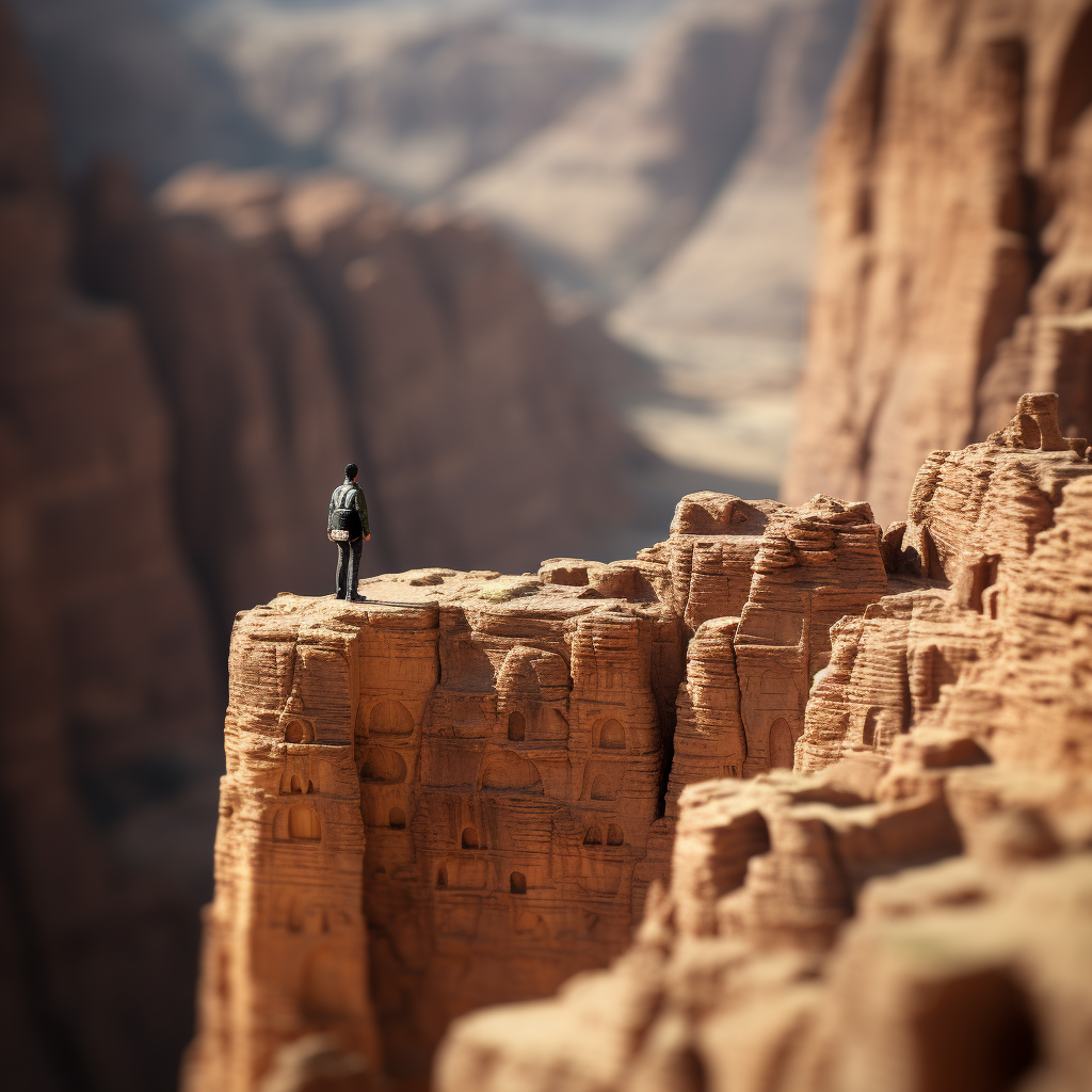 Man standing alone in front of Petra