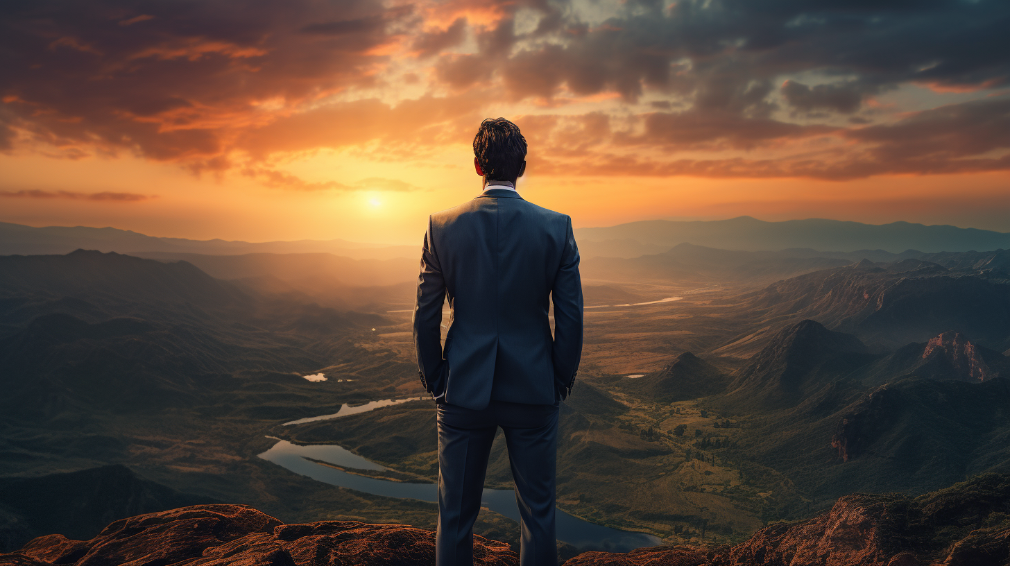 Man with suit looking at horizon