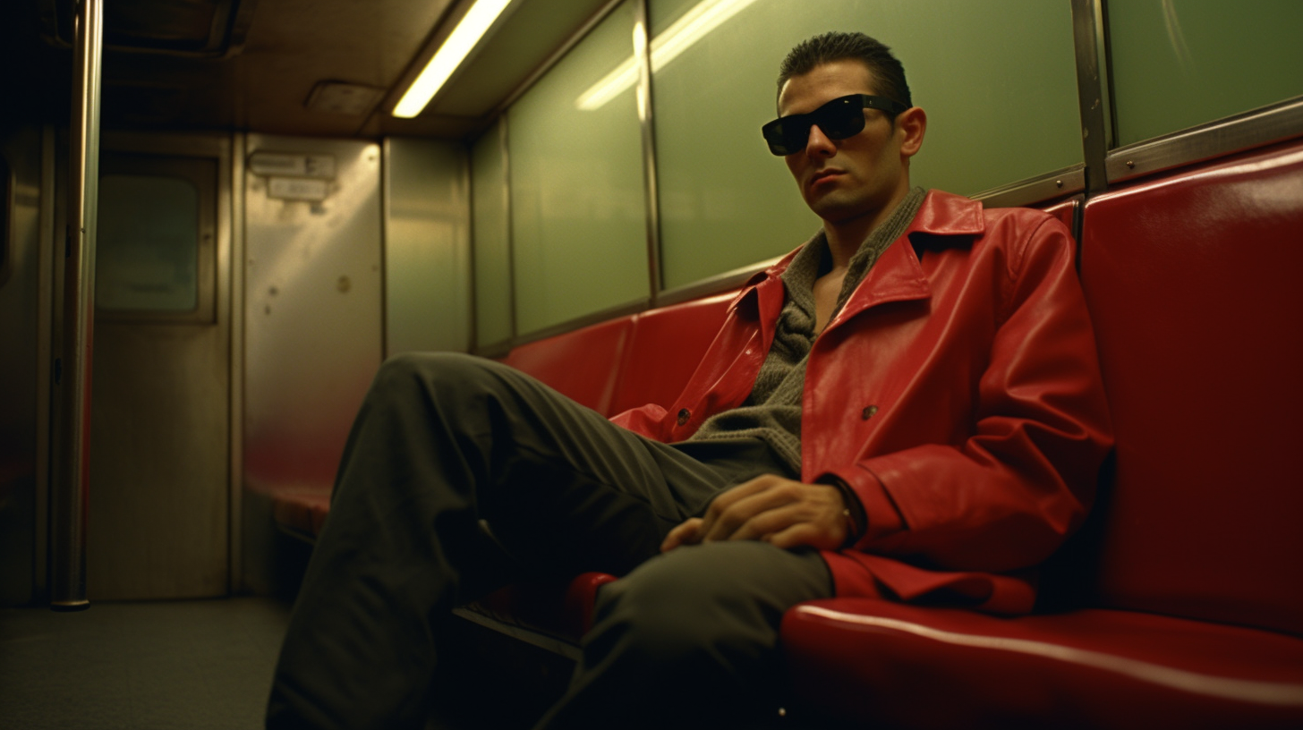 Stylish man wearing sunglasses in subway