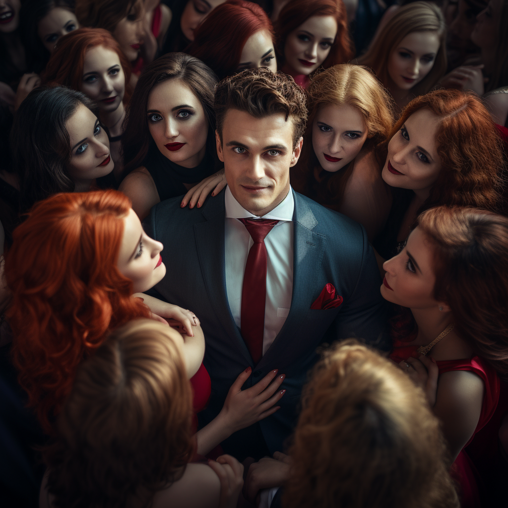 Man Surrounded by Beautiful Women  ?