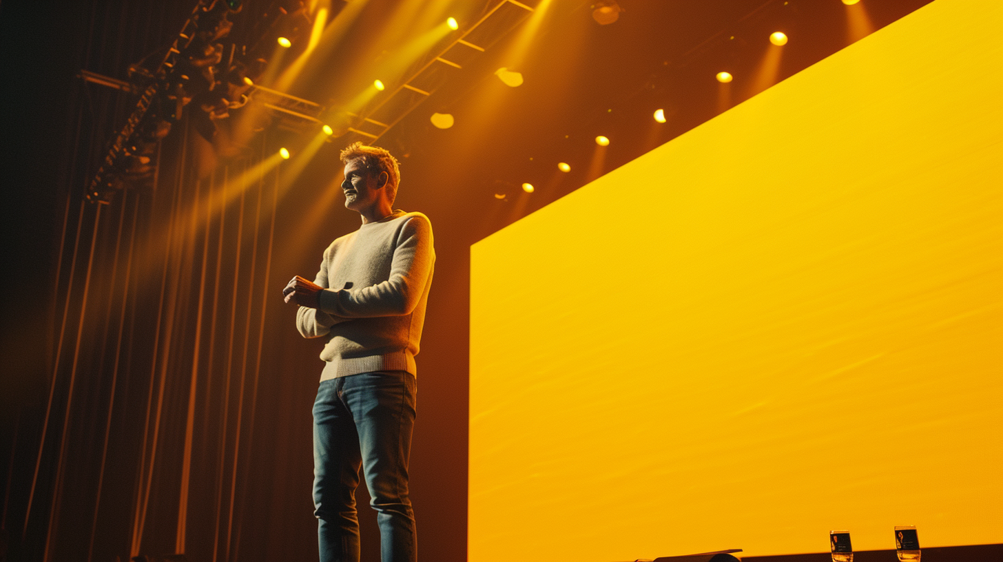 Man Sweater Jeans Lecture Yellow Screen