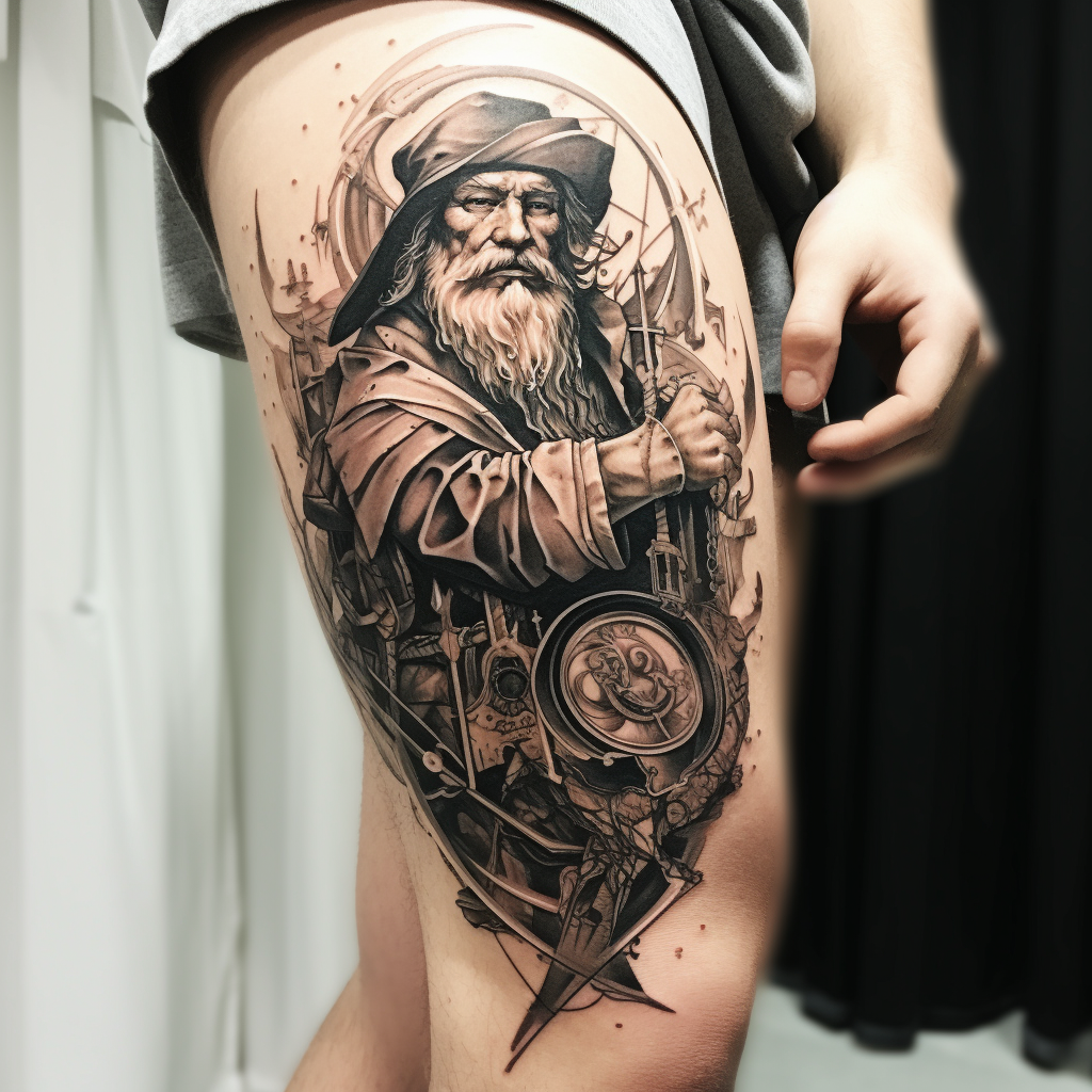 Tattoo on Man's Thigh