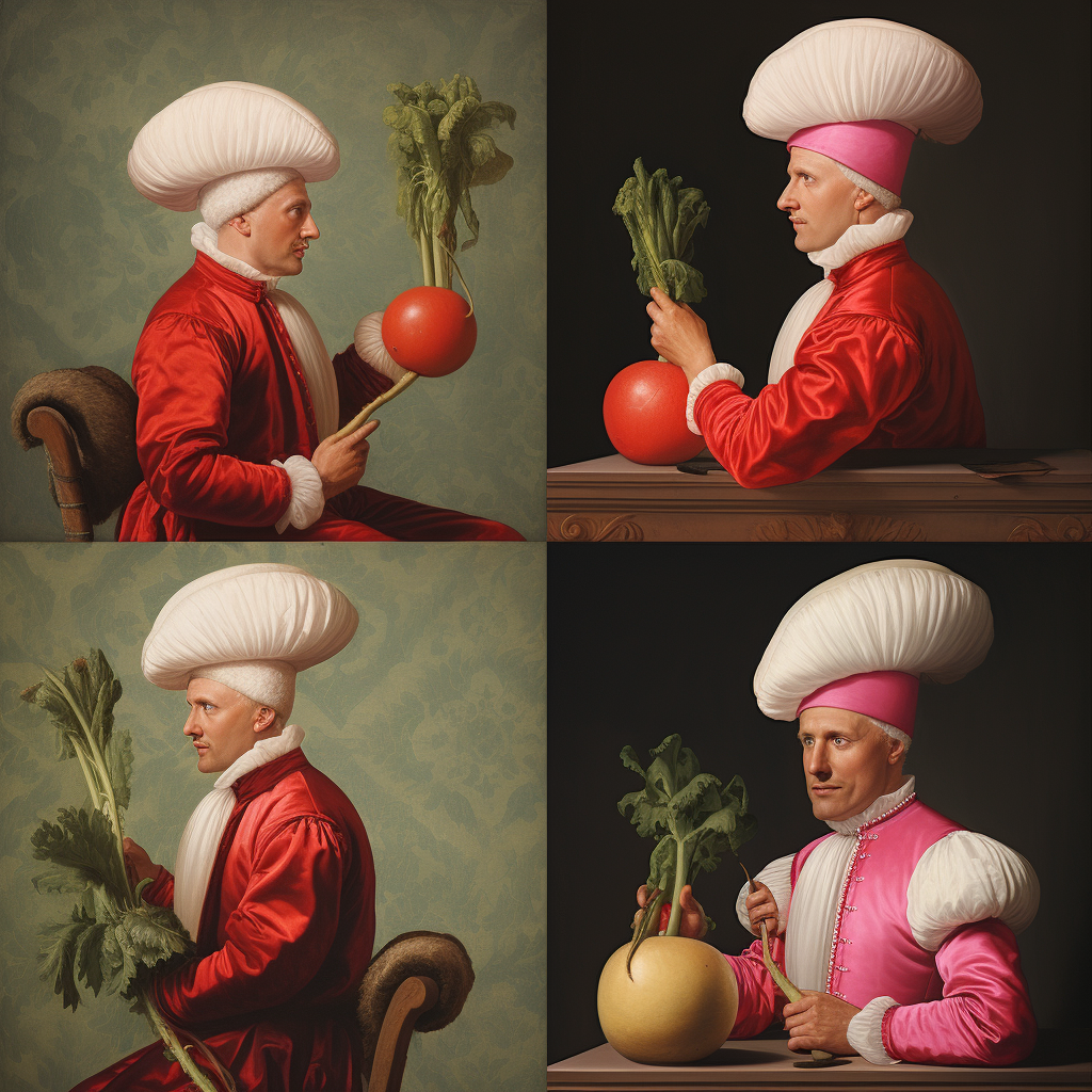 Man turning into radish in stages  ?