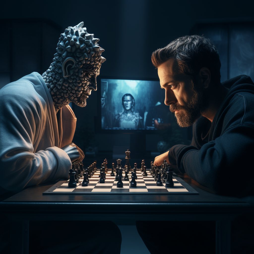 Man versus AI playing chess