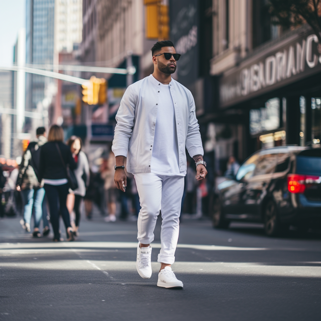 Fashionable man walking on New York street