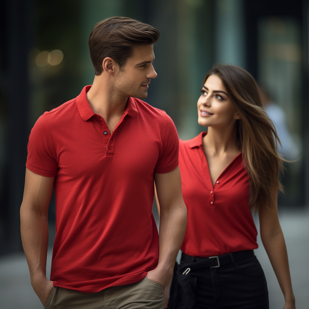 Man walking with red shirt