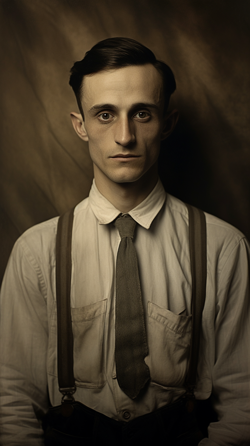 Creepy portrait of man in 1930s shirt