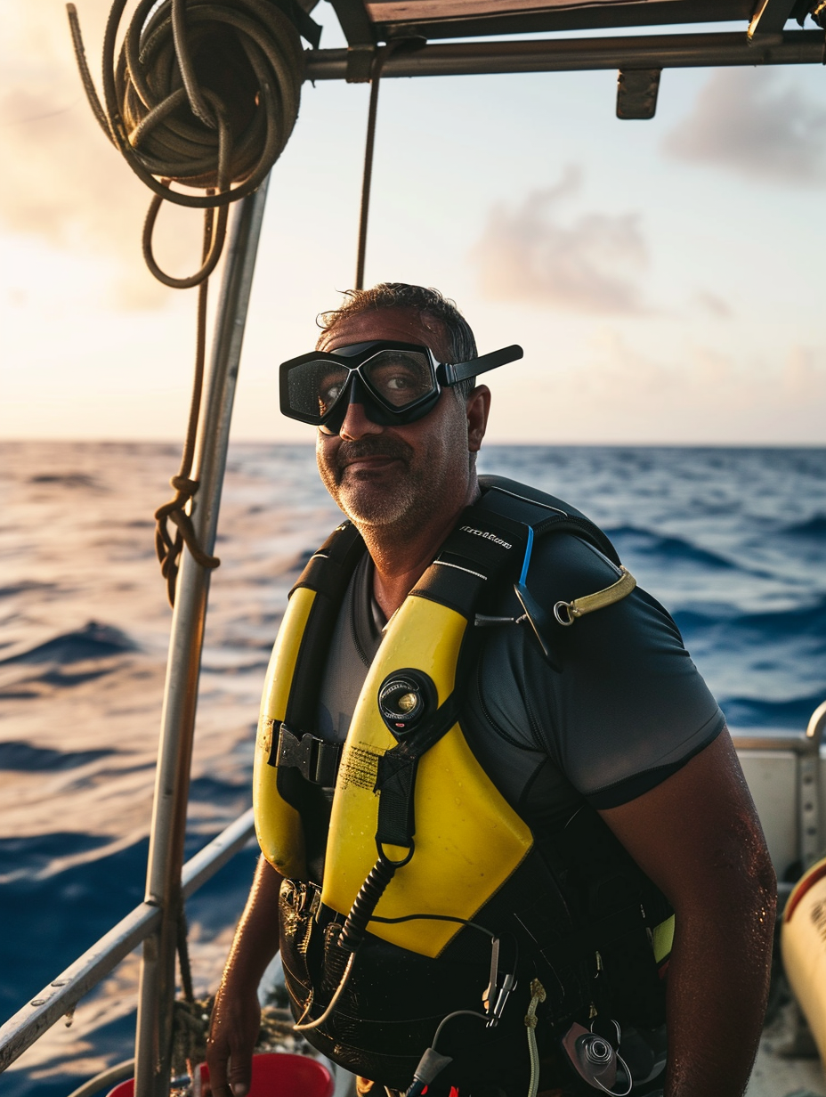 Man snorkeling on boat