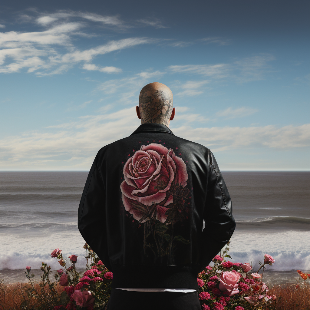 Man with Rose Tattoo overlooking the Sea