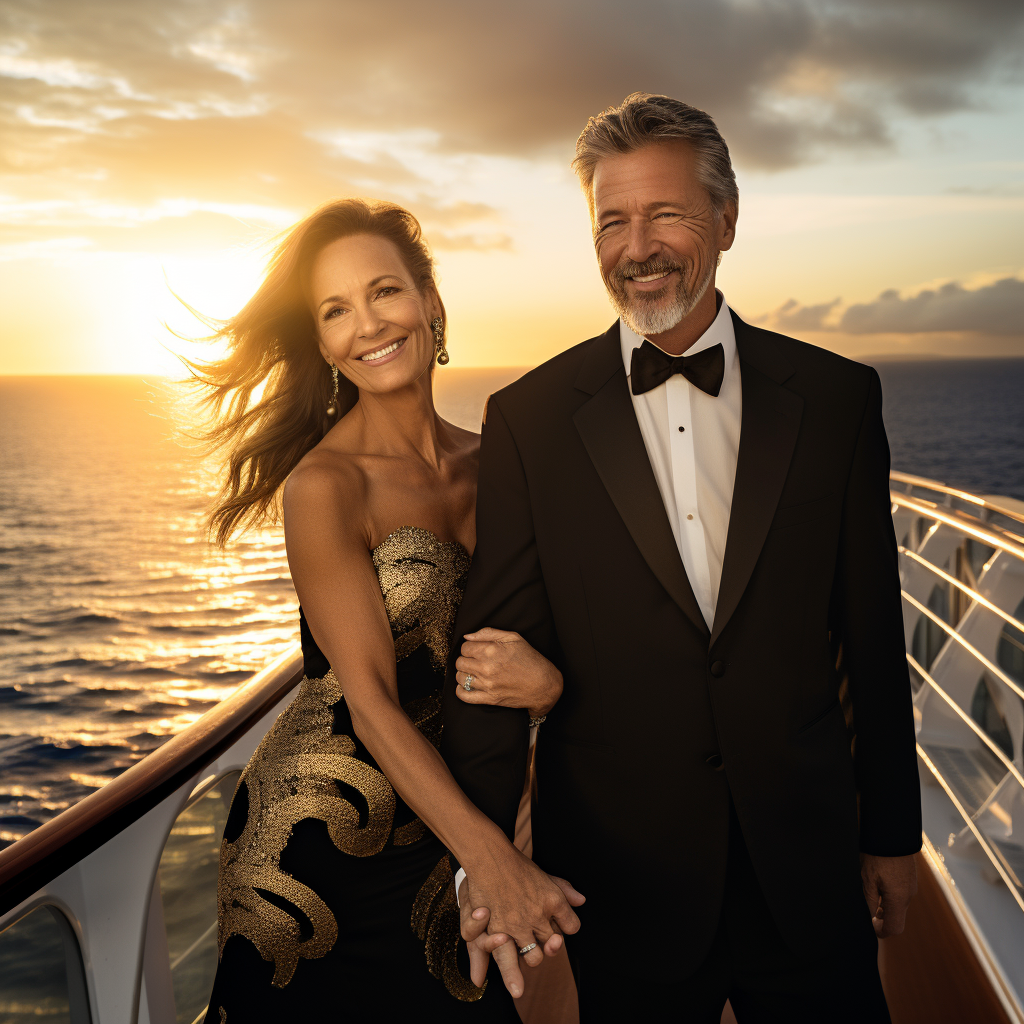 Couple on luxury cruise boat