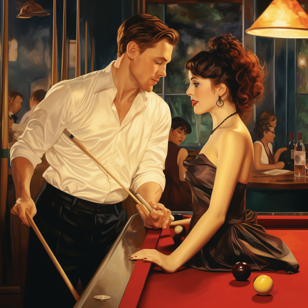 Man and woman playing pool