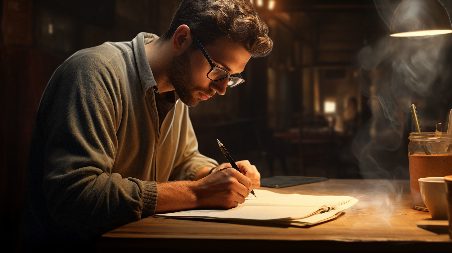 Man writing in journal