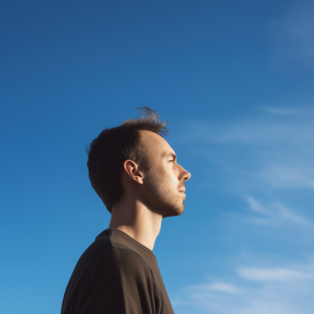 Man with Blue Sky Background