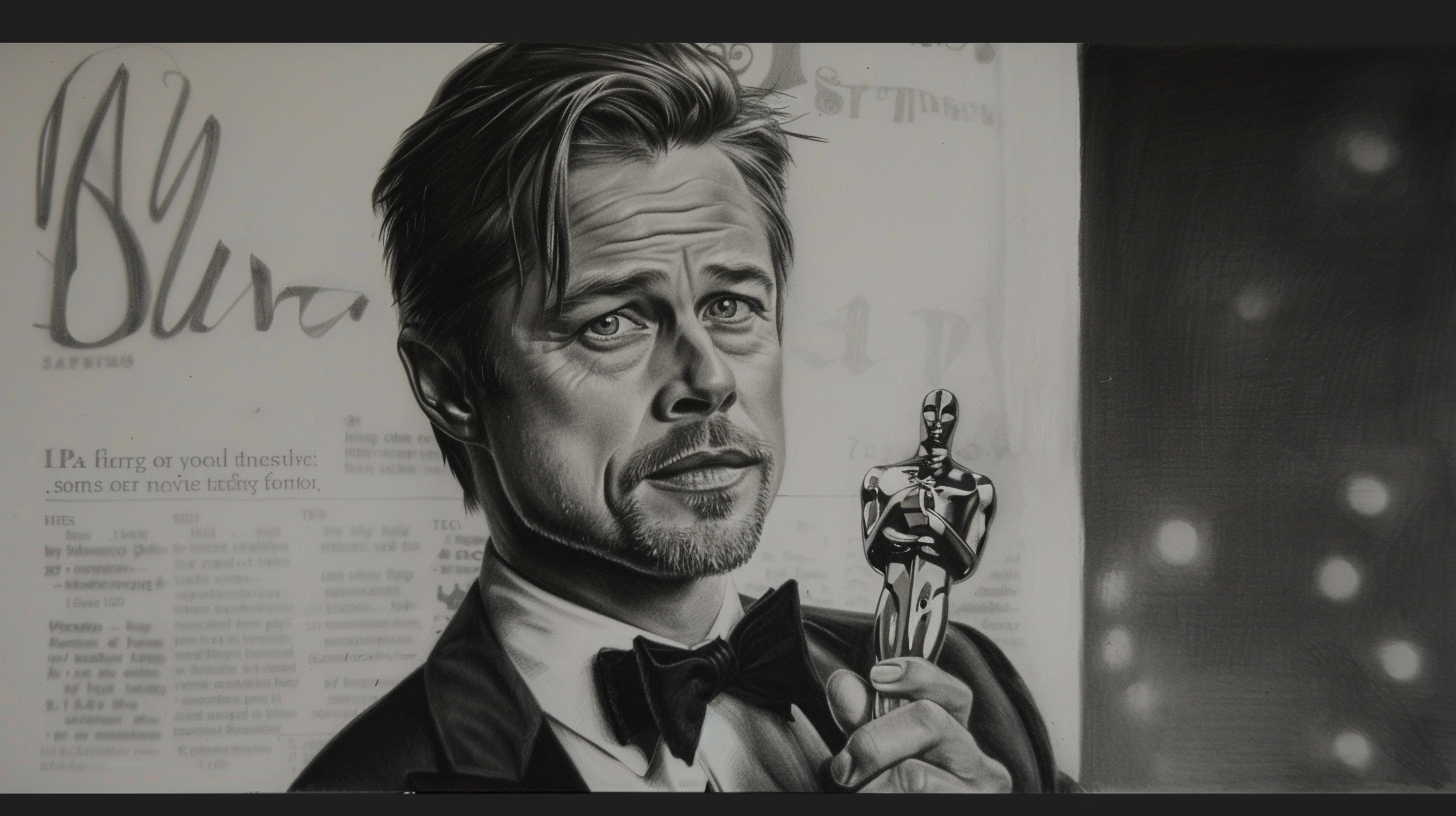 Brad Pitt Trophy Newspaper Sketch