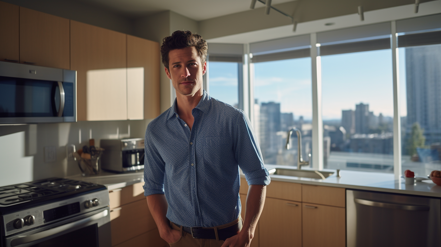 Man with Dark Hair Looking at Camera