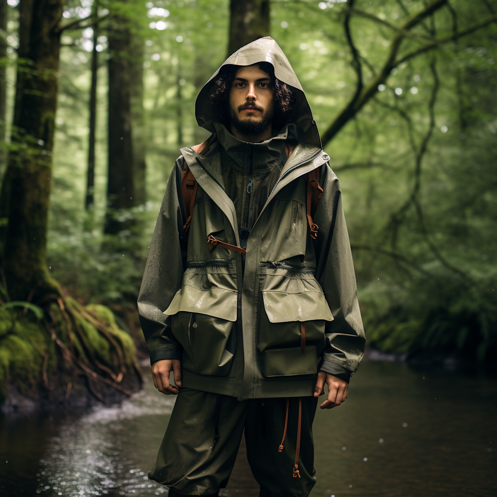 Man in Waterproof Fishing Outfit