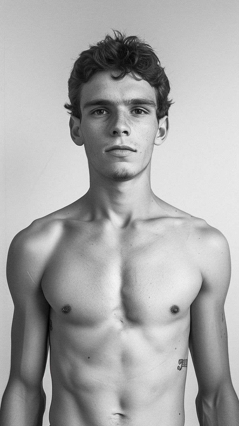 Man with Freckles on White Background