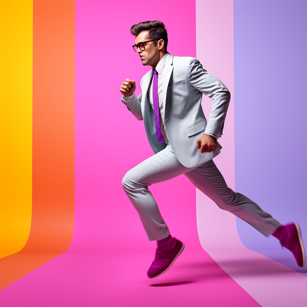 Man running in thin suit