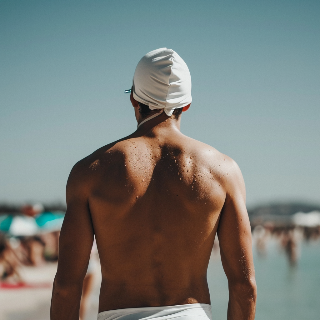 Man in White Swimming Bathers at Summers Beach