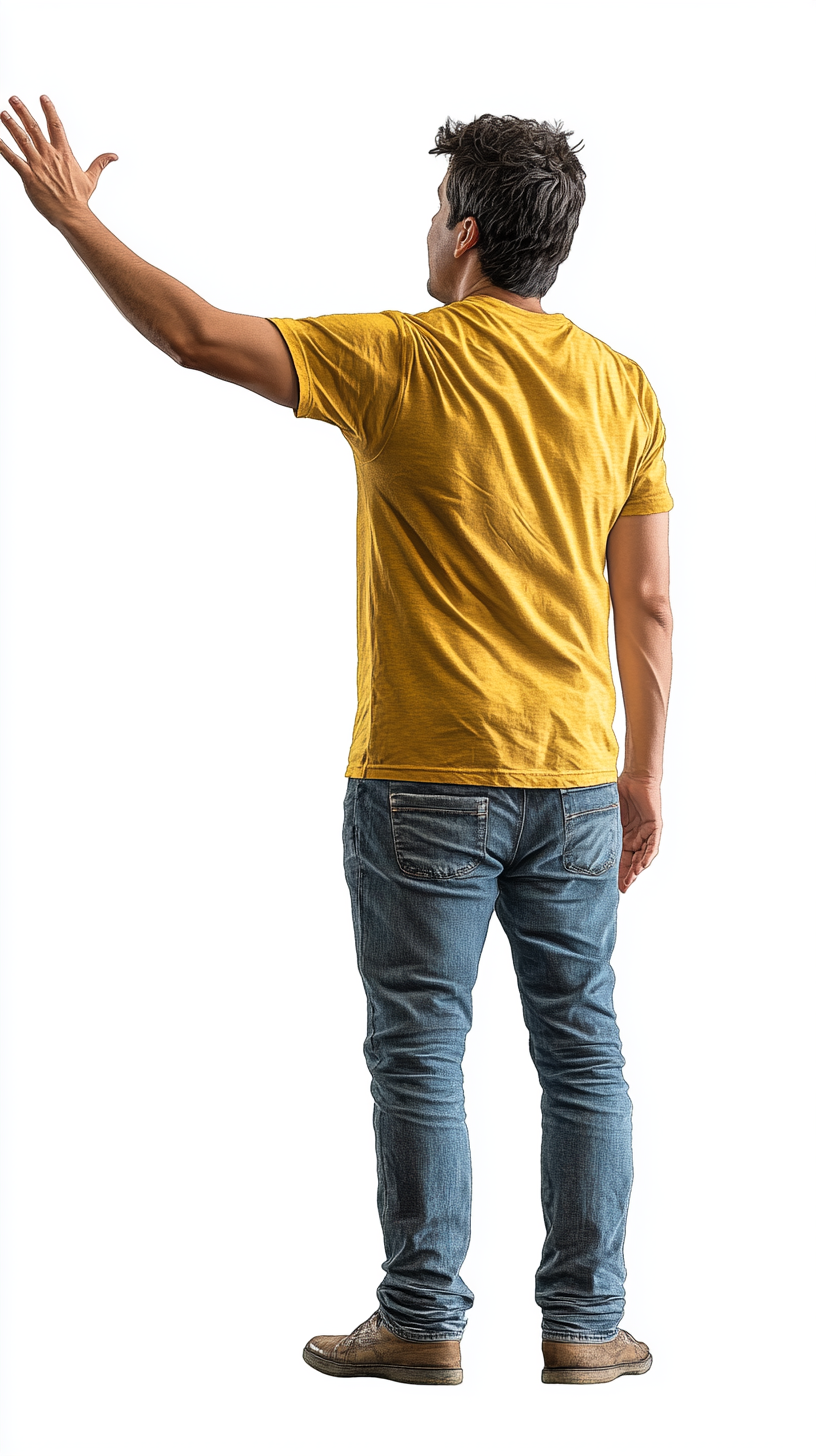 Man in Yellow Shirt and Jeans