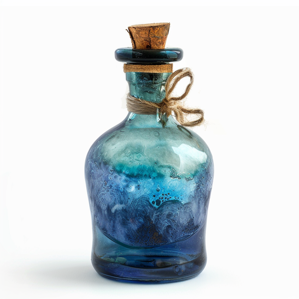 Mana potion bottle on white background