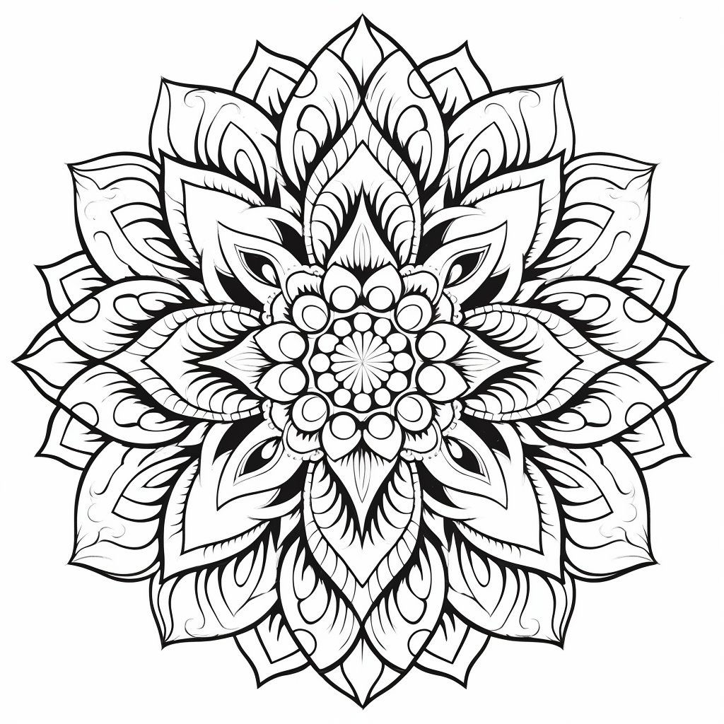 Mandala Black White Line Art Coloring Book