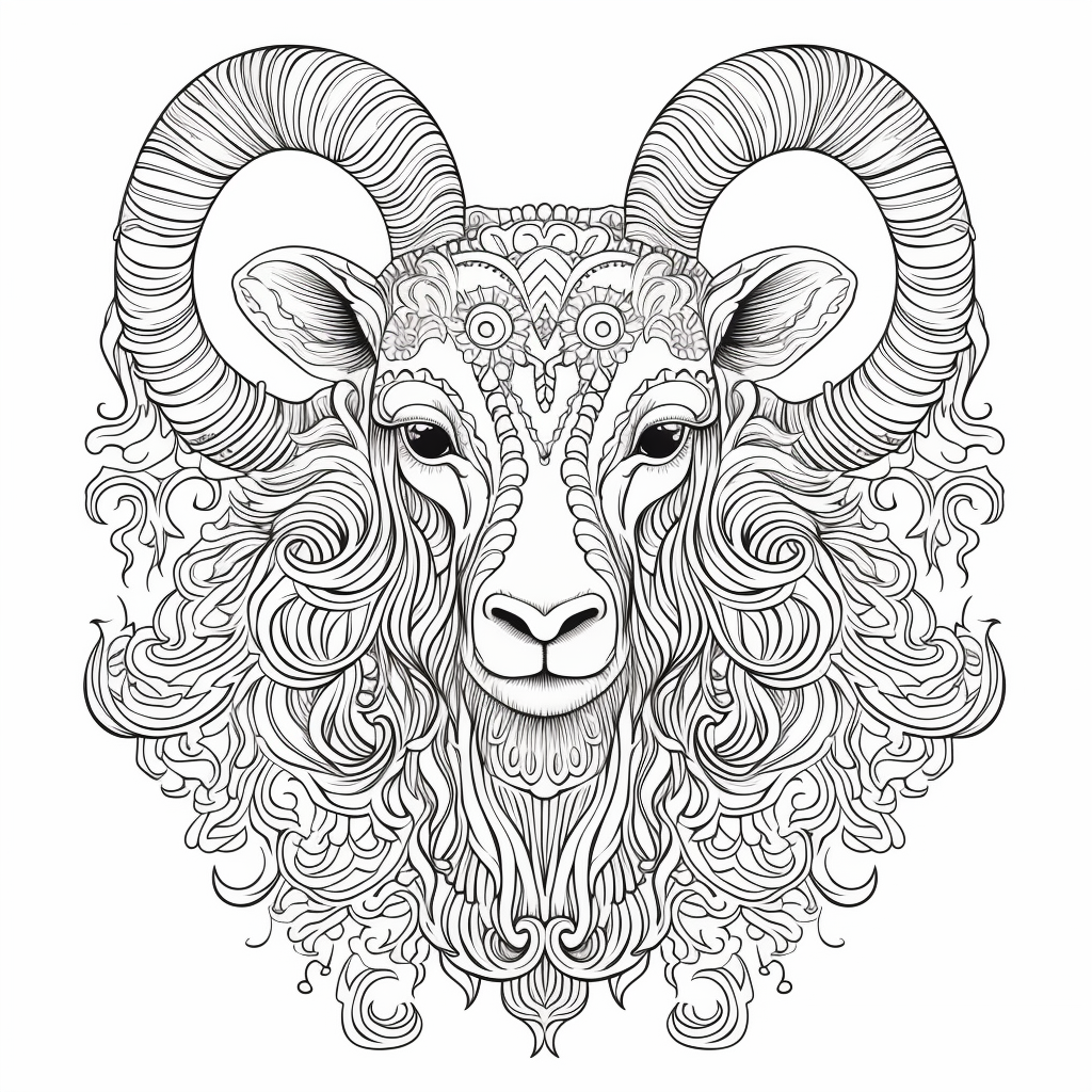 Symmetrical Mandala Goat Illustration