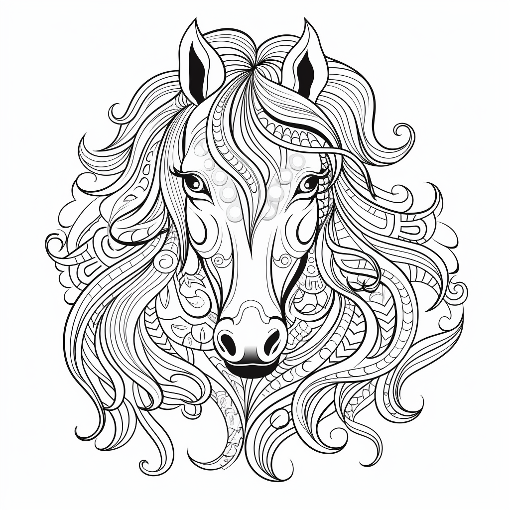 Symmetrical Mandala horse face illustration