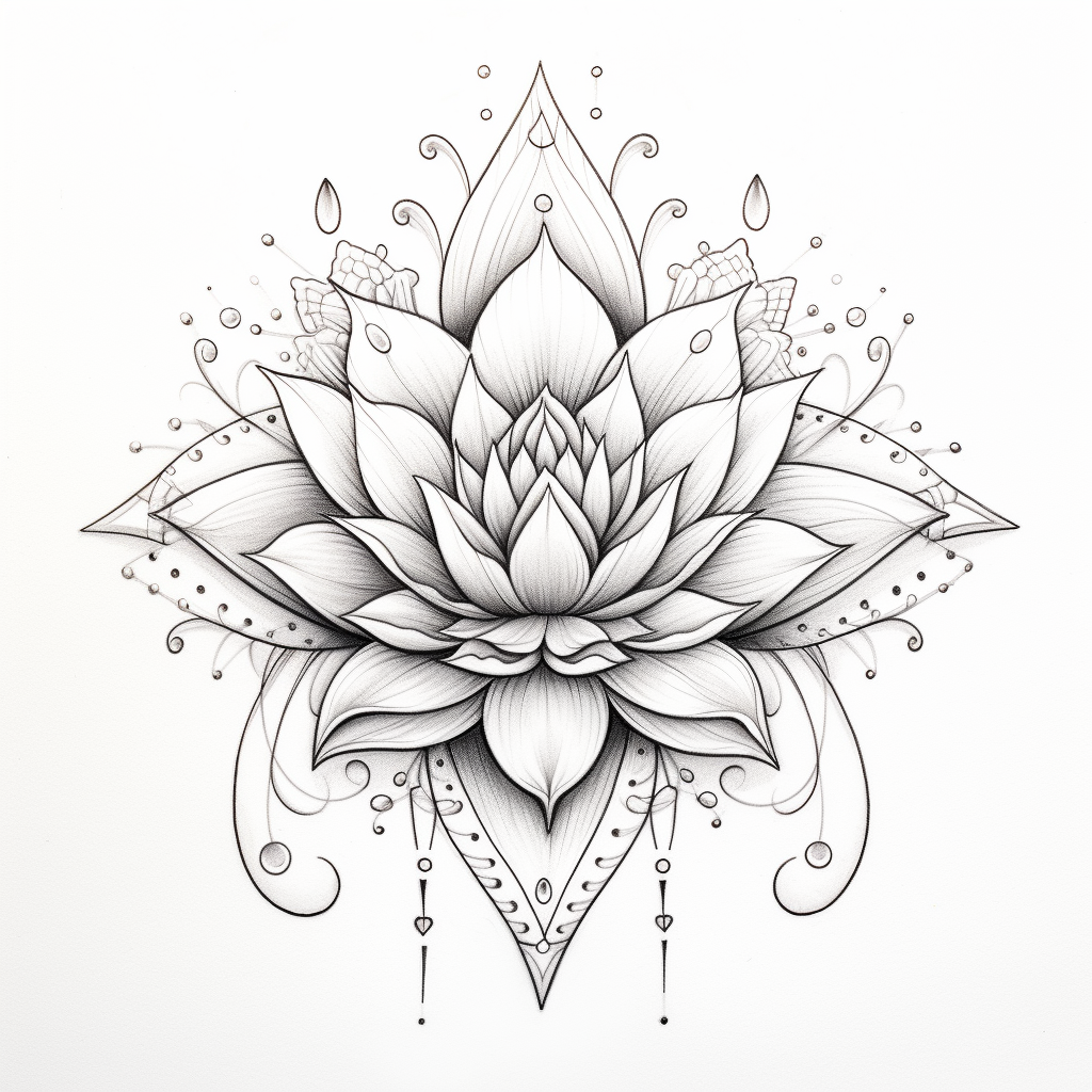 Mandala Lotus Sketch on White Paper