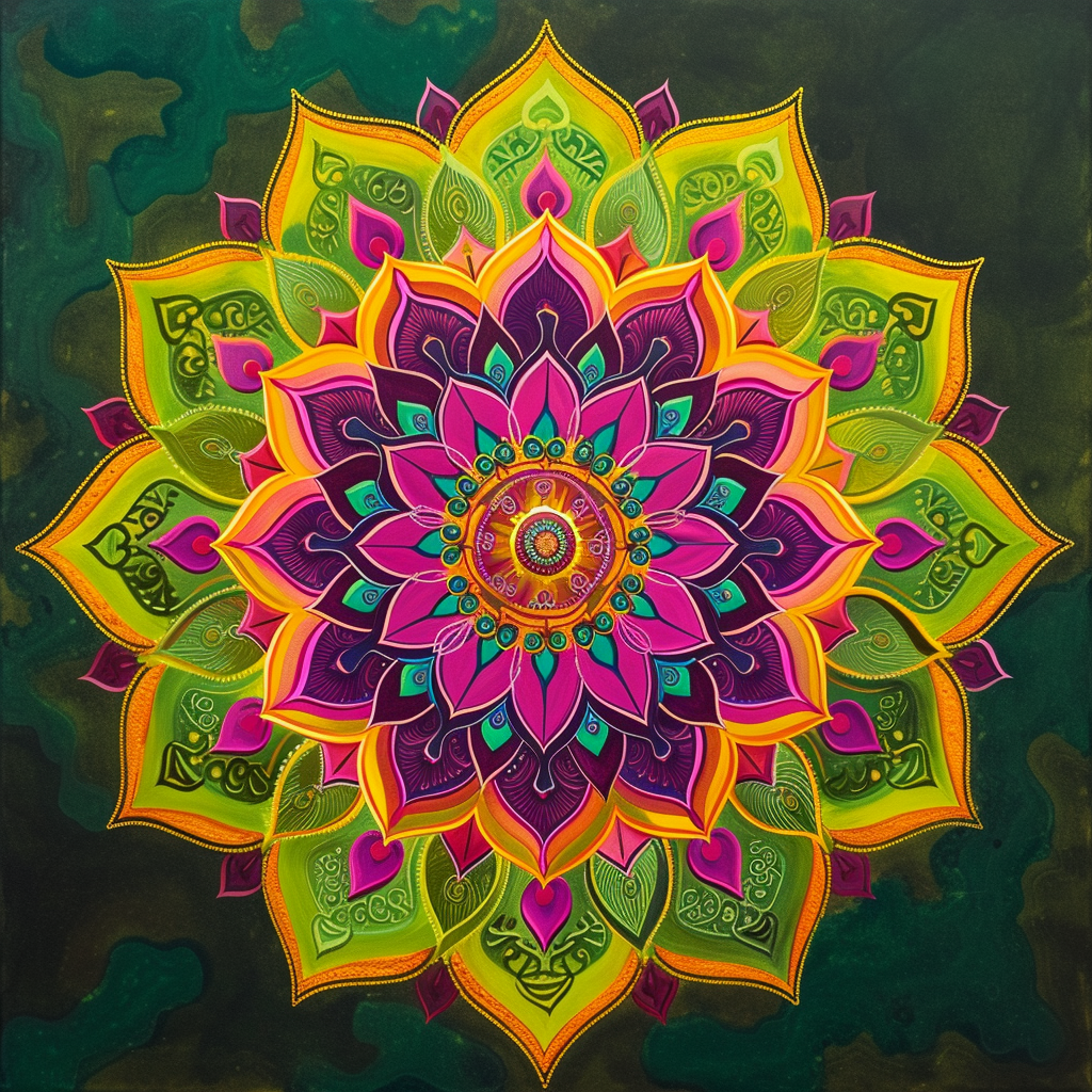 Colorful Neon Mandala Artwork