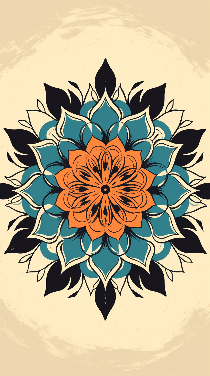 Simplified digital mandala tattoo design on paper