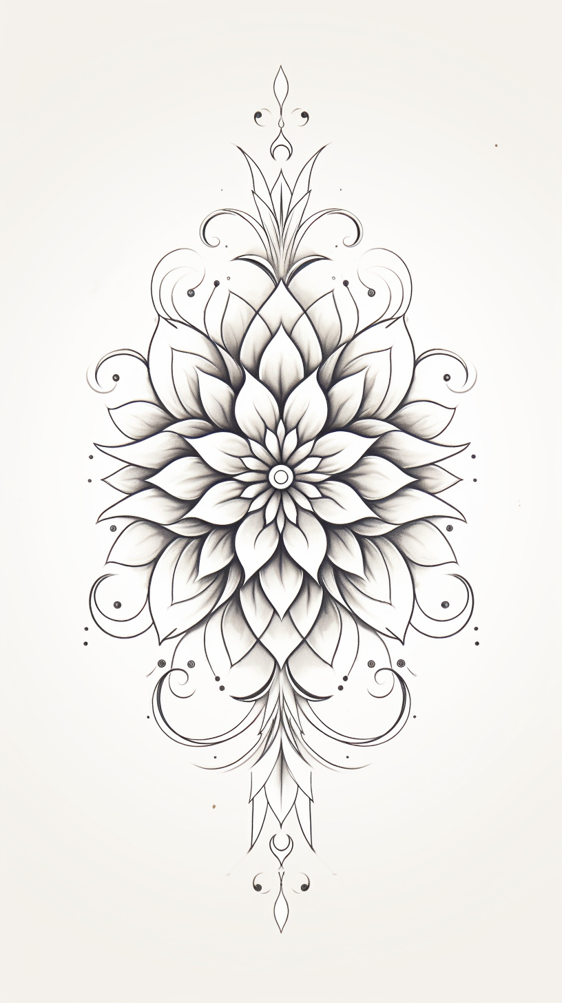 Simplified digital mandala tattoo design