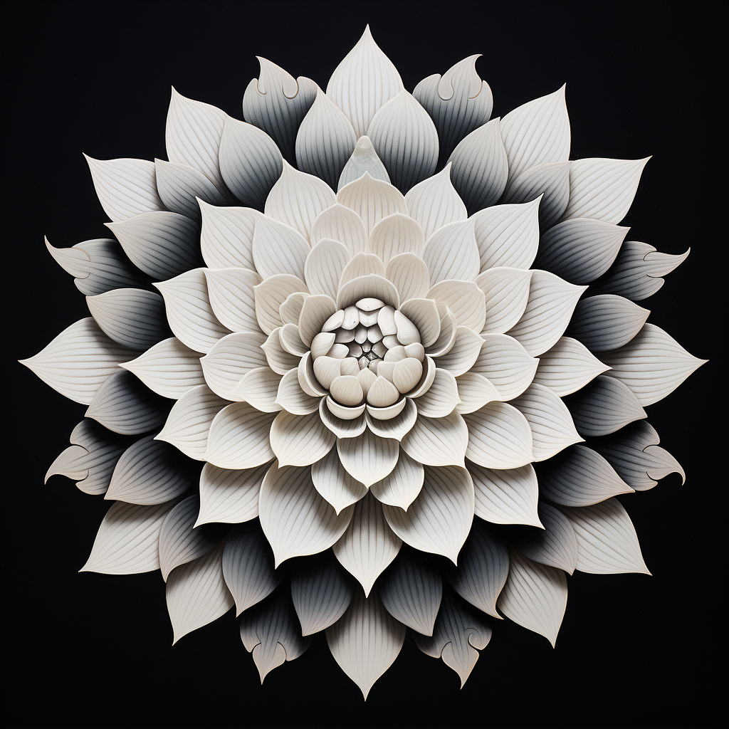 White and black lotus flower mandala