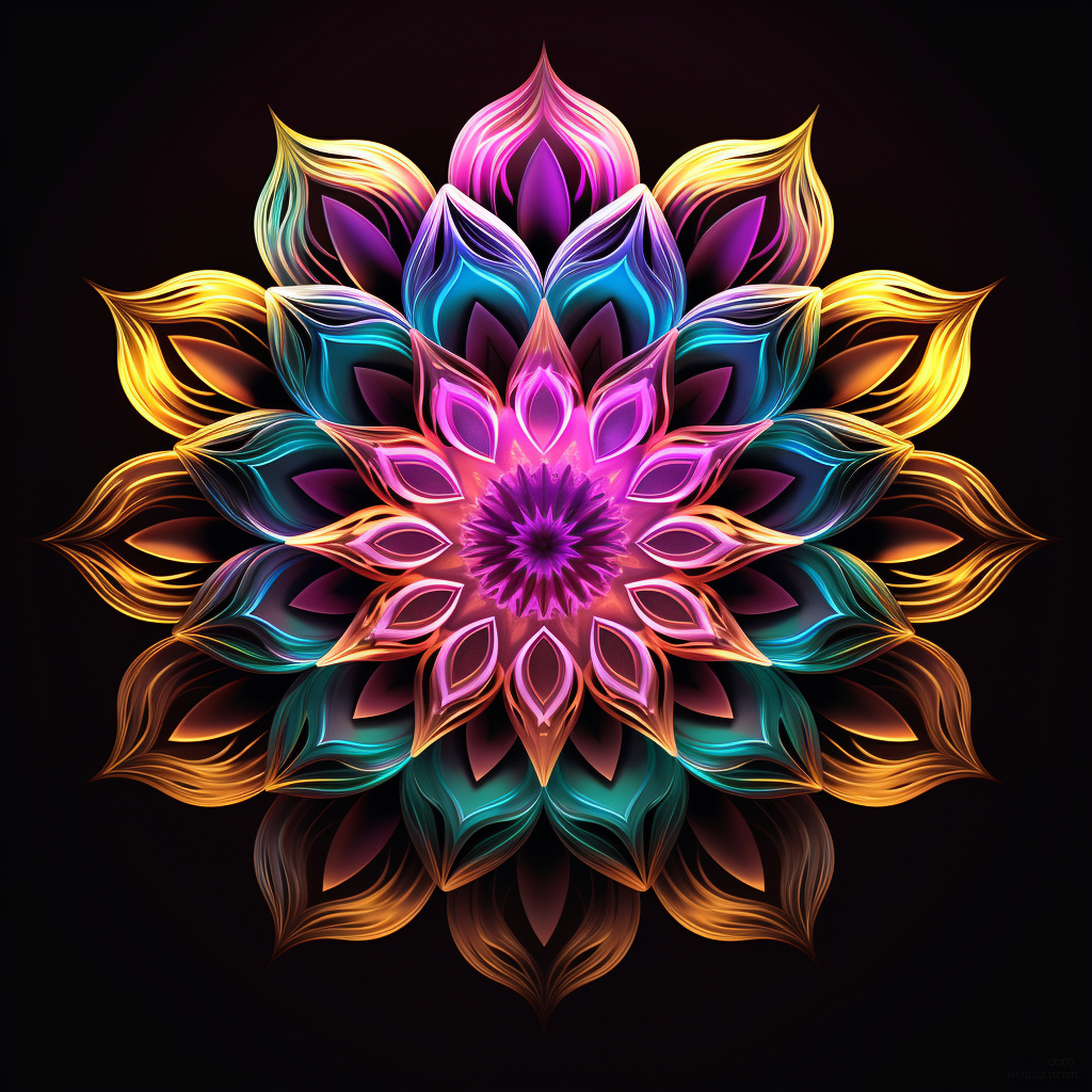 Beautiful Mandala Art in Dark Infinite Fractal Vaporwaves