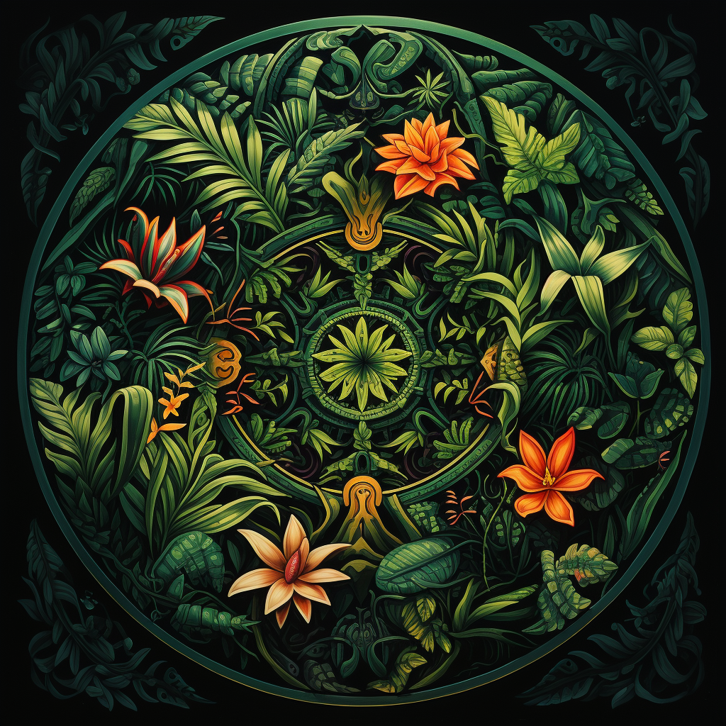 Colorful mandala in the jungle