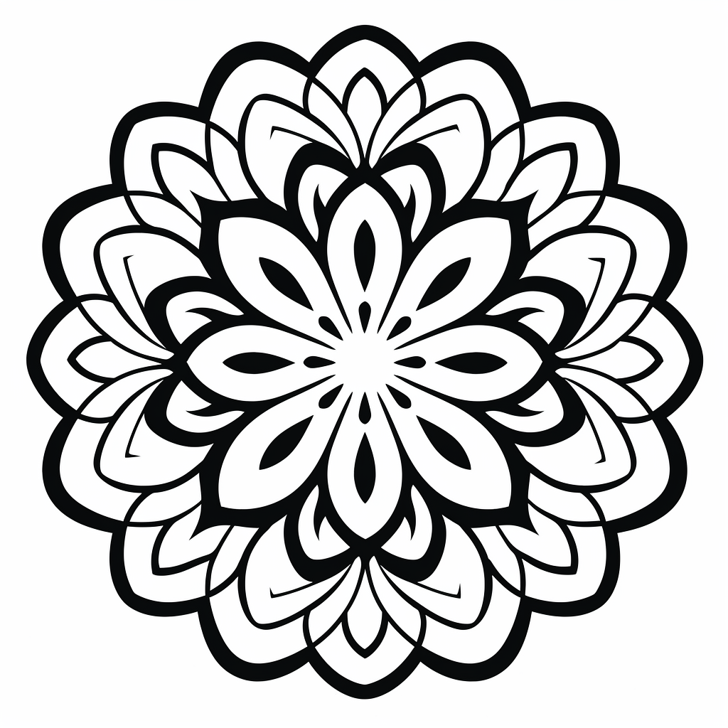 Black and white mandala flower pattern