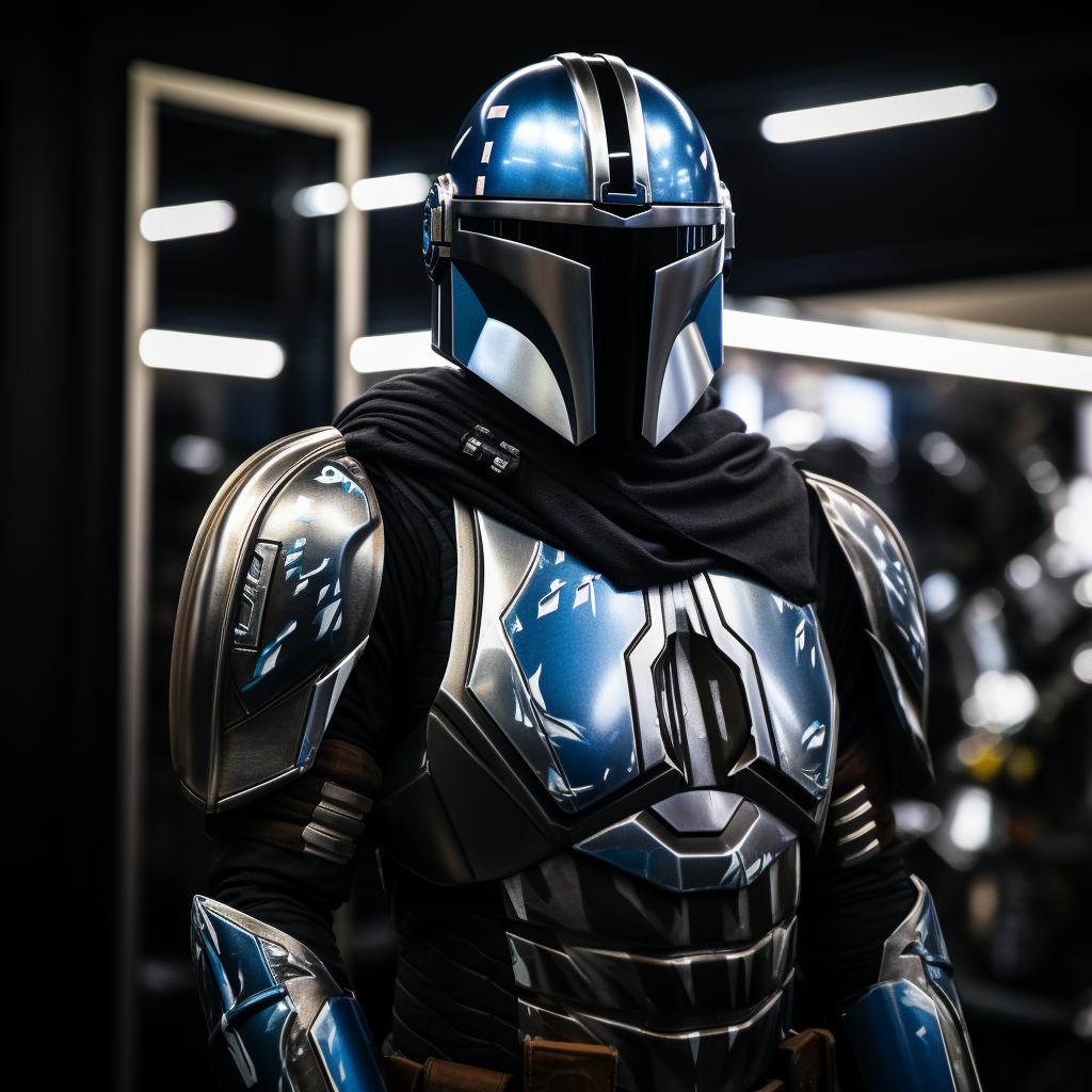 Mandalorian Armor Suit Black Blue Grey