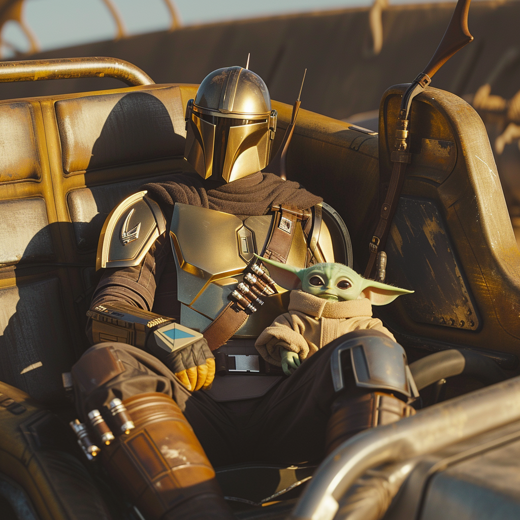 Mandalorian Golden Suit Baby Yoda Golden Tesla