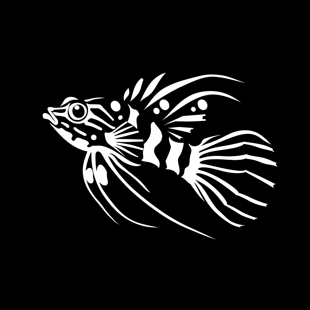 Black White Mandarin Dragonette Silhouette