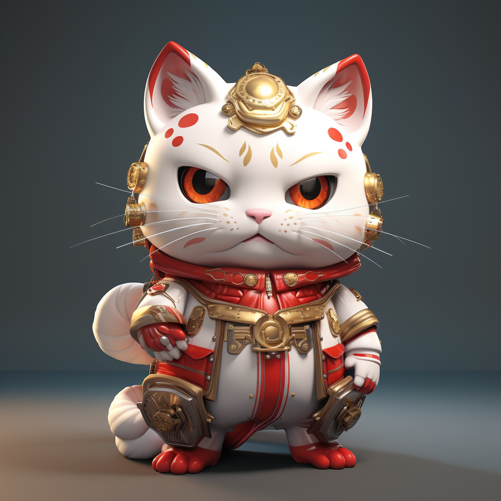 Aggressive and Cool Maneki-neko Battle Royale Cat