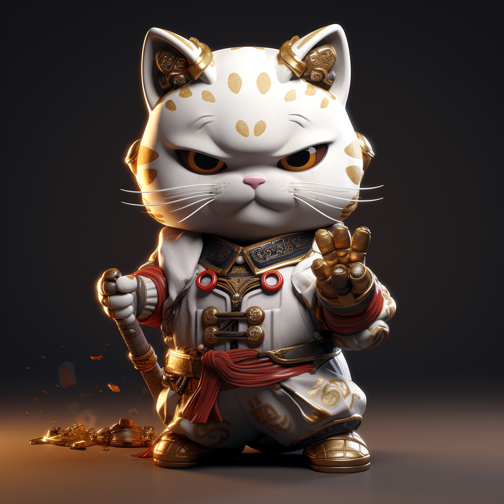 Aggressive maneki-neko battle-royale character