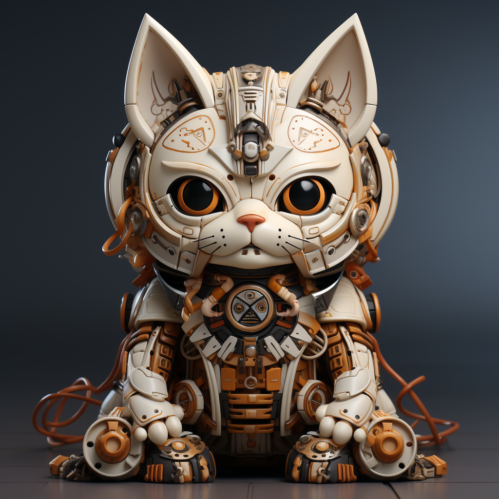 Maneki-Neko Lottery Mascot Low Poly Cyberpunk