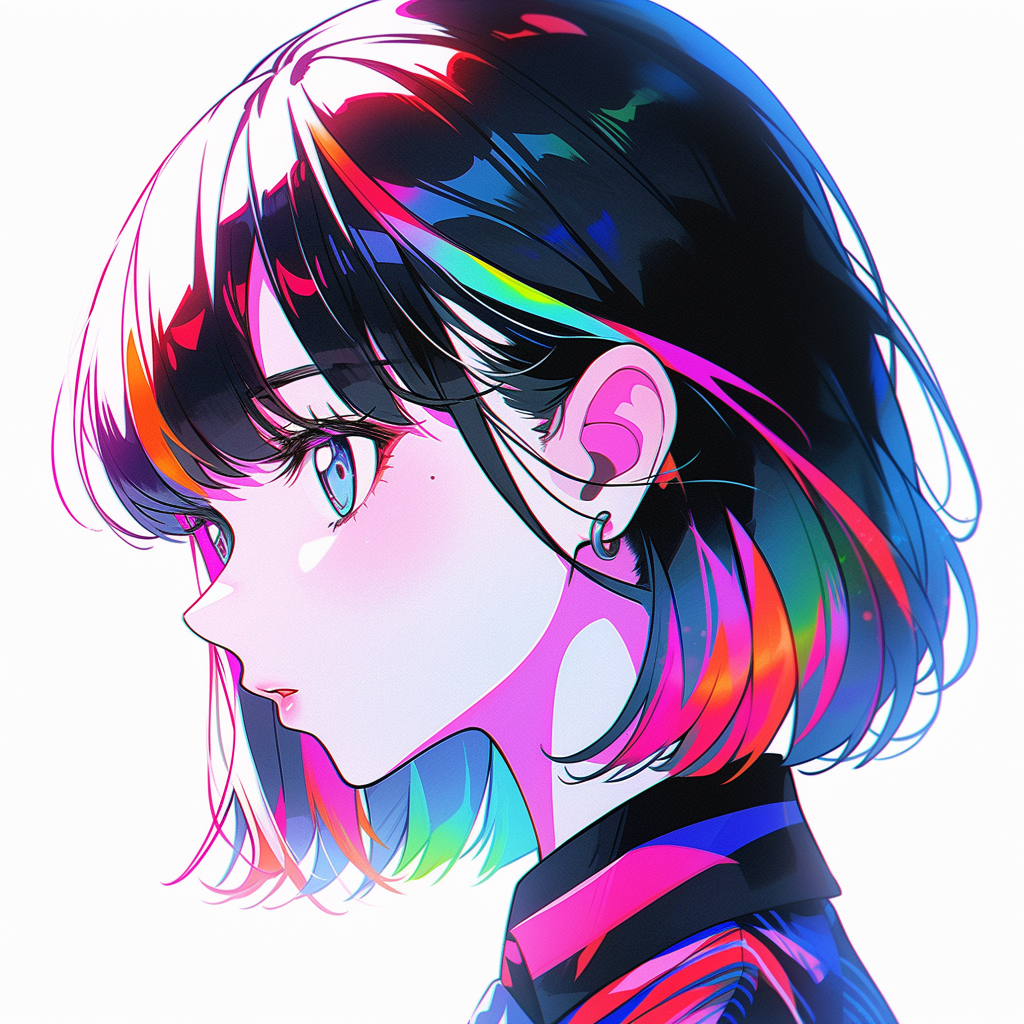 Beautiful manga girl with colorful background