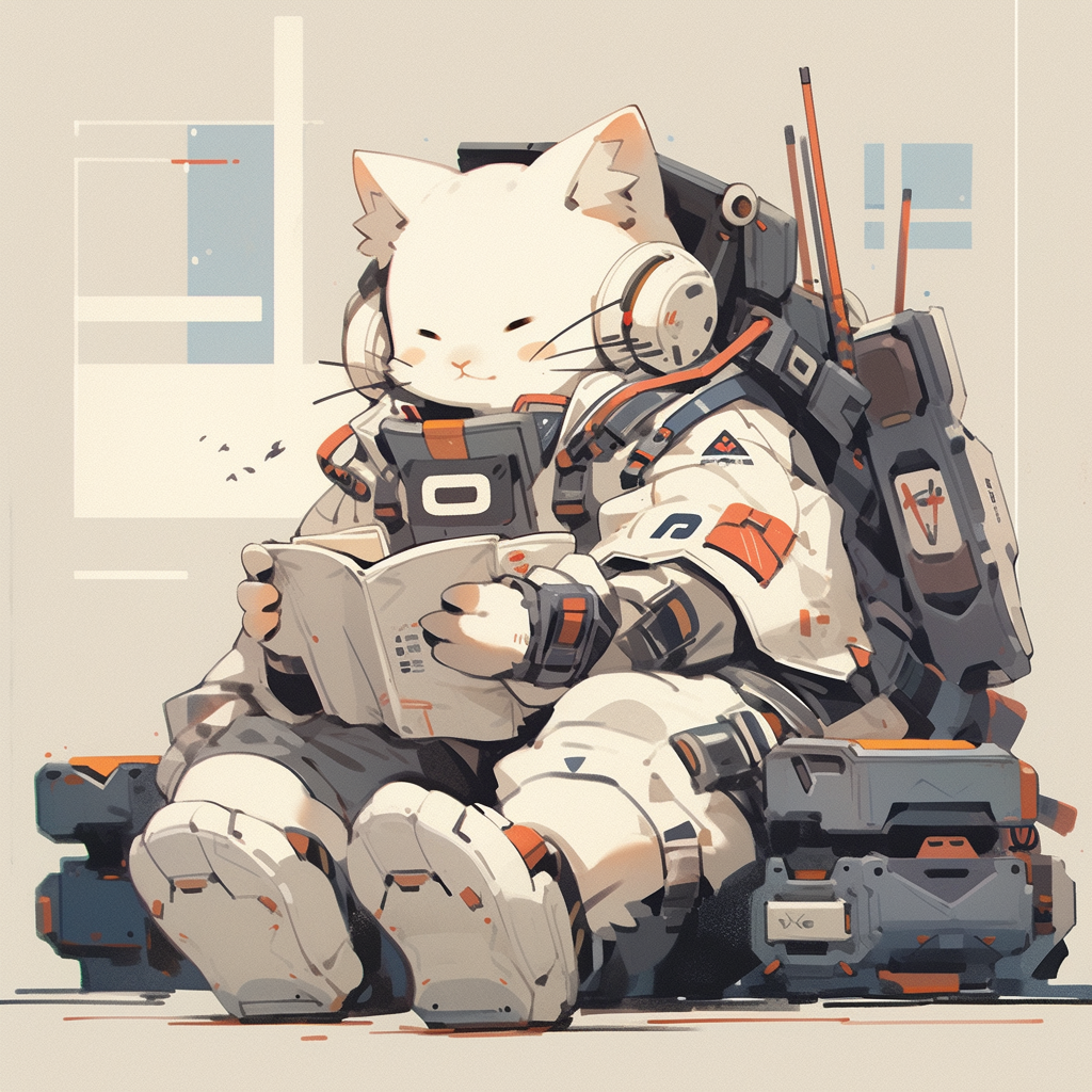 Cute manga cyber robot cat