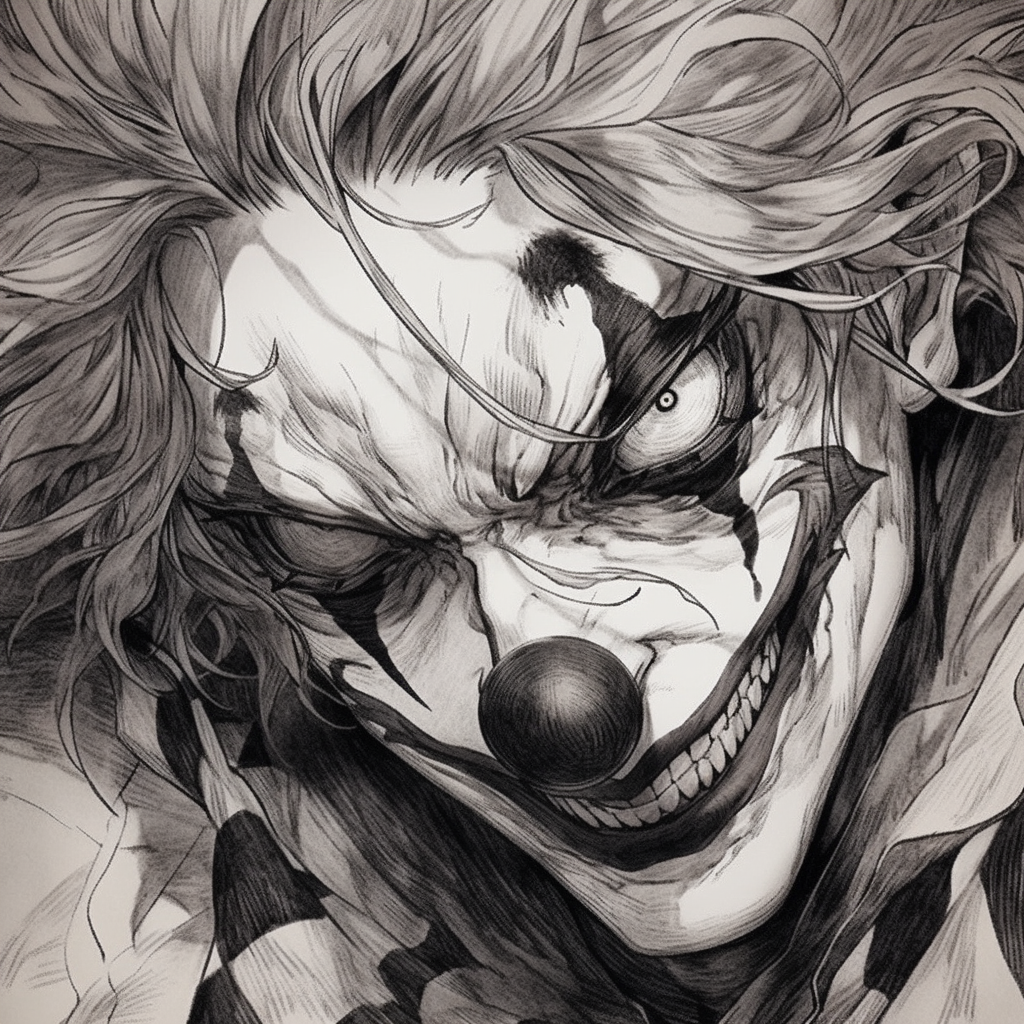 Manga guy with dynamic clown make-up