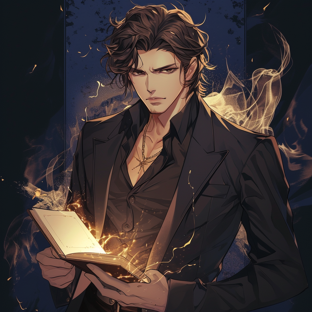 Handsome male in dark academia clothing