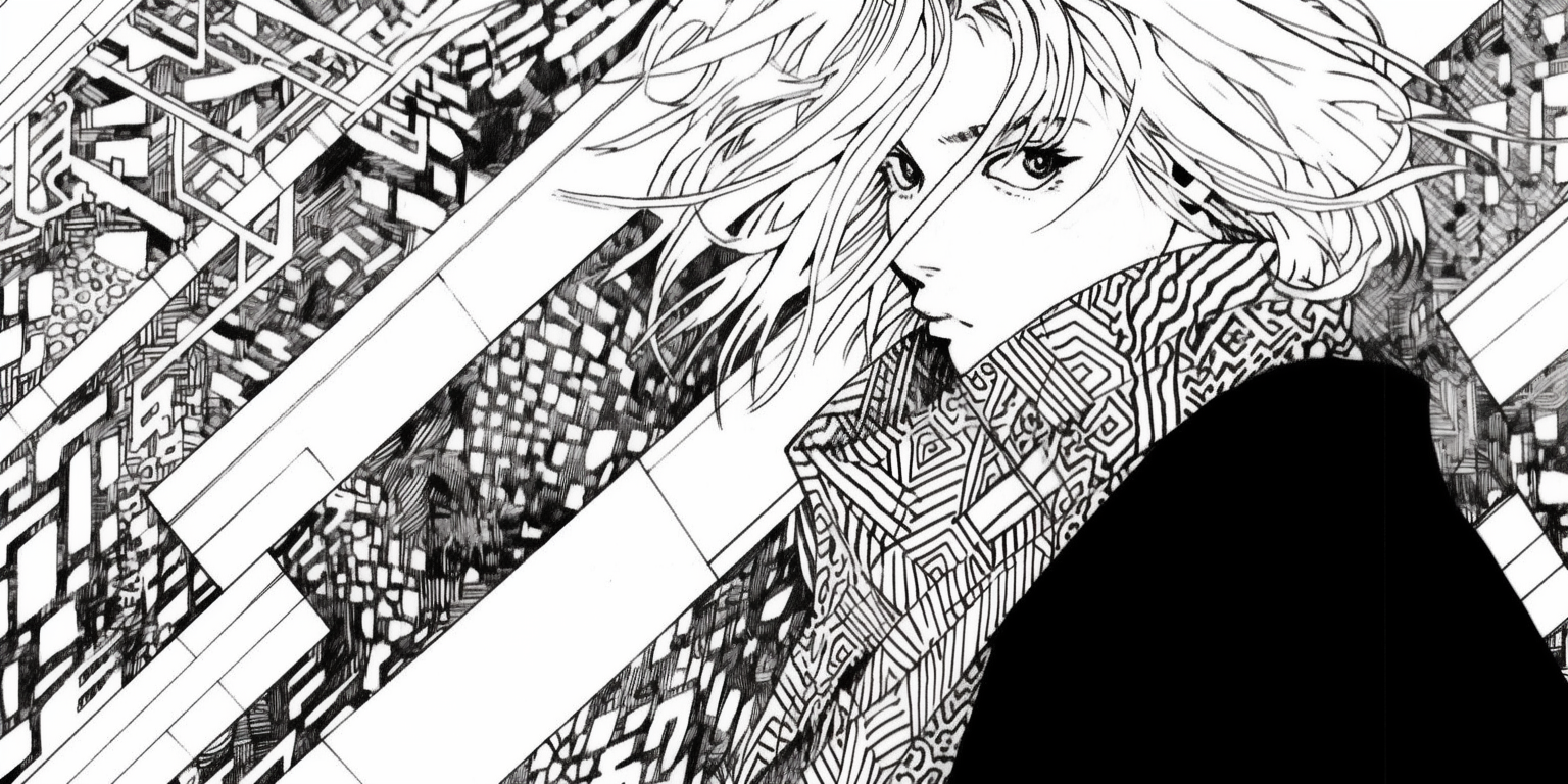 Illustration with dynamic manga style movement lines